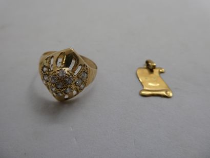 1 Pendentif Or 18kt 0,75g 1 Bague Or 18kt...