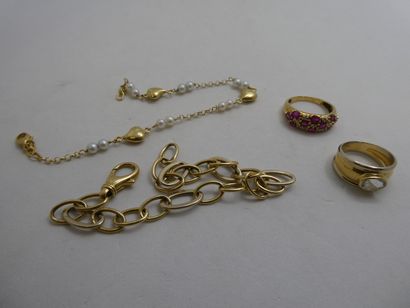 2 Bagues Or 18kt et pierres 6,93 g 1 Bracelet...