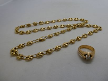 1 Bague Or 18kt et diamant 8,75g 1 Chaîne...