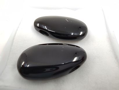 DEUX ONYX percées black drilled Kanchanaburi...