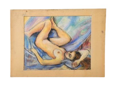 FAGARD
Nude with blue sheet
Pastel on paper
Signed...