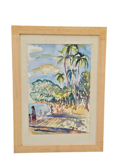 FAGARD
Beaches with large palm trees
Watercolor...