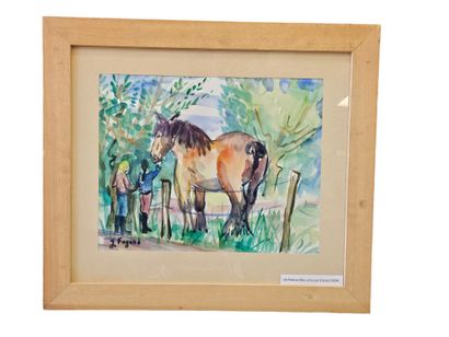 FAGARD
les petites filles et le cheval
Aquarelle...