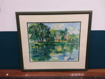 FAGARD 
Bord de lac 
Aquarelle sur papier...