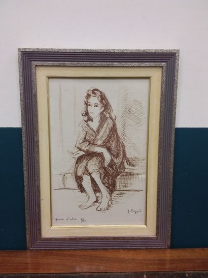 FAGARD 
Young Seated Woman 
Framed and glazed...