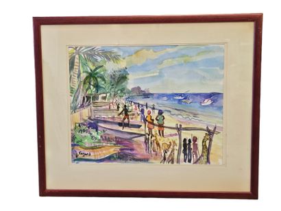 FAGARD
Beach at Monbassa
Watercolor on paper,...