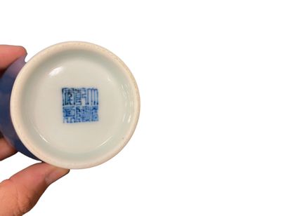 CHINA
Meiping vase in blue enameled porcelain
Apocryphal...