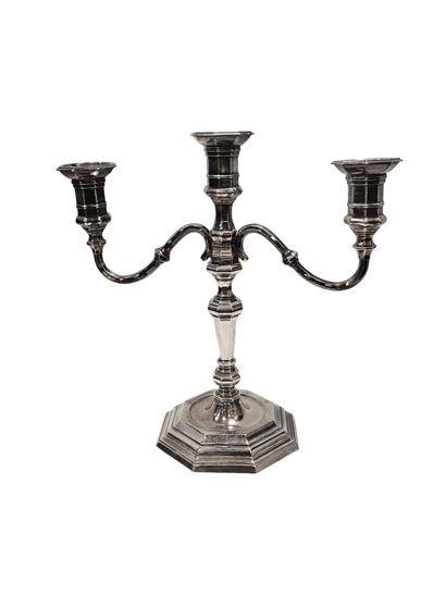 FRENCH WORK 20th century 
Pair of silver-plated...