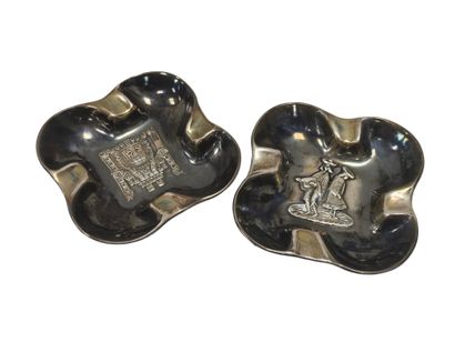 PERUVIAN WORK
Two silver ashtrays, one decorated...