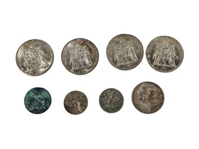 ENSEMBLE DE BILLETS DE BANQUE ET PIECES argent...