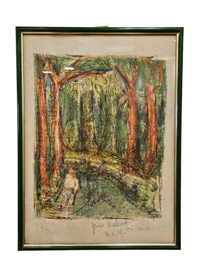 Arlandis
Marcheur en forêt 
Lithographie...
