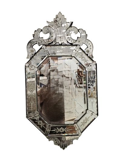 Venetian mirror with openwork pediment, decorated...