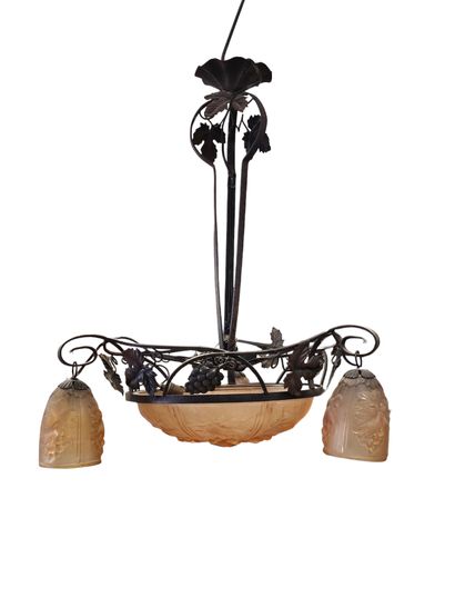 ART DECO WORK 
Chandelier with three tulips...