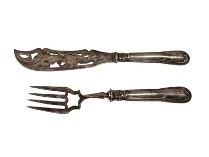 FISH SERVICE in silver-plated and re-silvered...