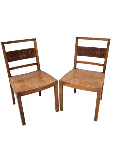 Two wooden chairs 
An armchair in wood and...