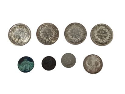 ENSEMBLE DE BILLETS DE BANQUE ET PIECES argent...