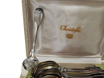 CHRISTOFLE 
Ten small spoons in silver-plated...