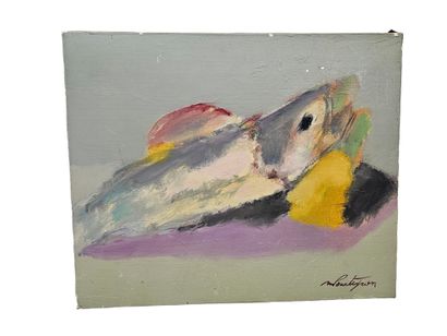 Poisson
Huile sur toile 
Signée en bas à...
