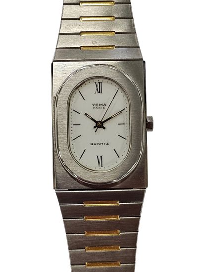 YEMA
Mixed two-tone metal quartz watch, square...