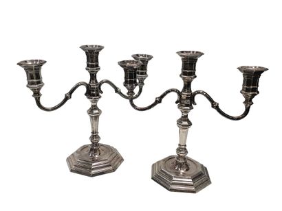 FRENCH WORK 20th century 
Pair of silver-plated...