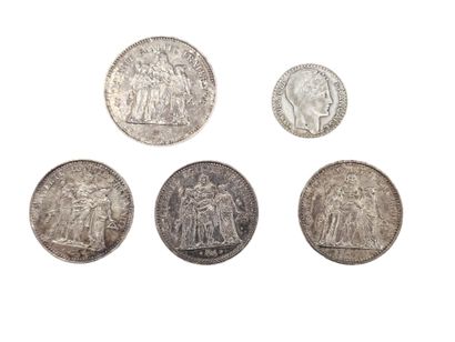 Trois pieces de 10 Francs Hercule en argent...