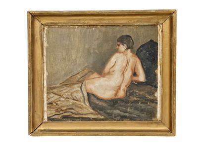 In the taste of Benezit 
Nude posing 
Oil...