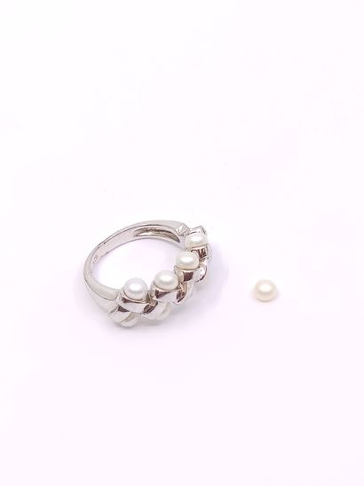 Silver and pearl DEMI - PARURE including...