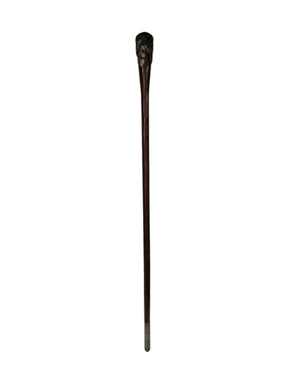 Large cane in mahogany and pewter inlay in...