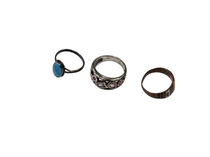 TWO 925 silver rings, one with a turquoise...