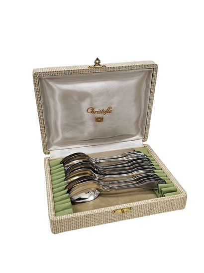 CHRISTOFLE 
Ten small spoons in silver-plated...