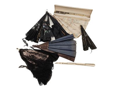 Suite of five fans and a
parasol