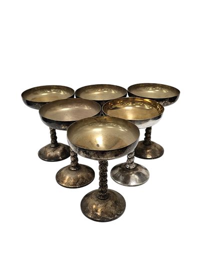 SPANISH WORK XXIEME SIECLE 
set of six silver-plated...