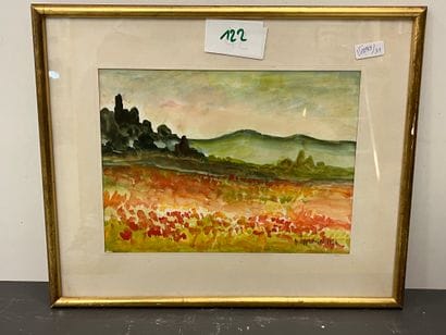 Yvonne APPENNINI (1928-1988)
Fields of poppies
Watercolor...