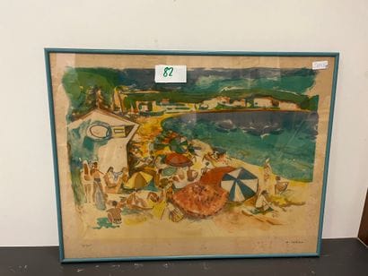 Pierre CORNU (1895-1996)
Animated beach scene
Lithograph,...