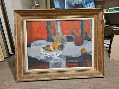 BERTRAND 
Still life with fruit 
Framed oil...