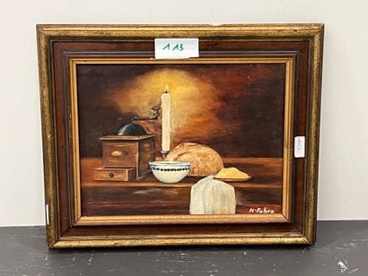 N. FABRE Xxeme siecle 
Still life with candle...