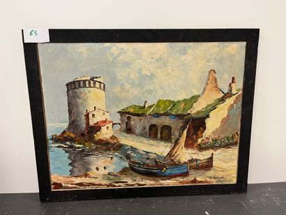 R. CERMAK
View of the tou
Framed oil on canvas...