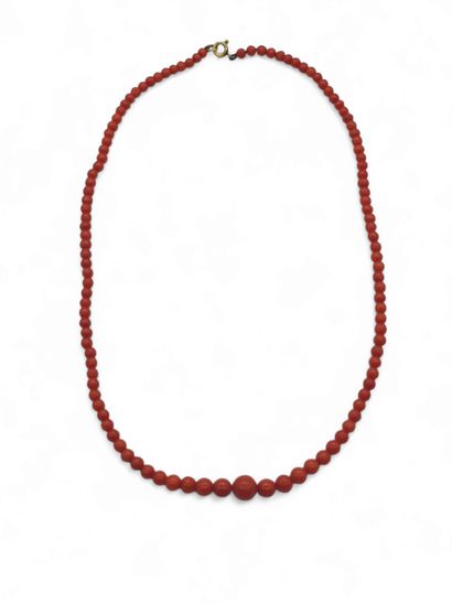 FALLING RED CORAL NECKLACE, 585° yellow gold...