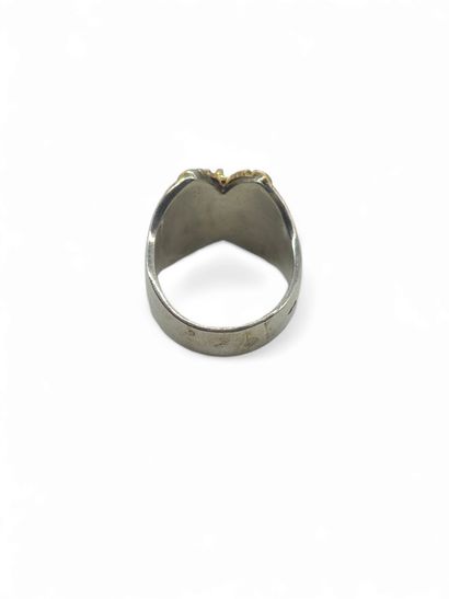HERMES 
BAGUE en or jaune 750° et argent...