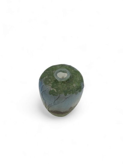 DAUM Nancy 
Miniature ovoid vase in multi-layered...