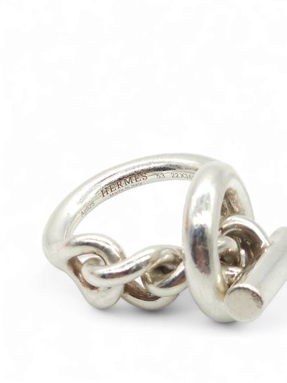 HERMES 
Bague croisette en argent 925°
Poids...