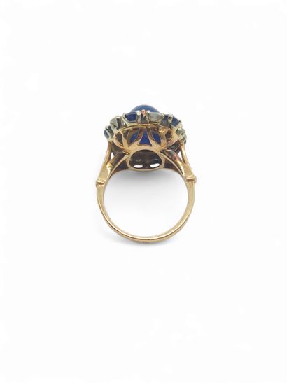 French WORK 
IMPORTANT ring in 750° yellow...