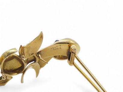 YENDIS Paris 
BROCHE canard en or jaune 750°,...