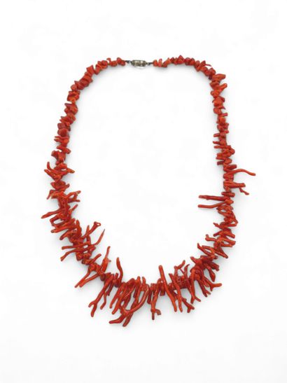 coral necklace, metal clasp