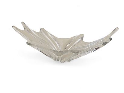 BACARRAT 
Shuttle-shaped crystal fruit bowl
Signed...