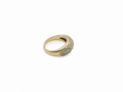 Half-jewel ring in 750° yellow gold paved...