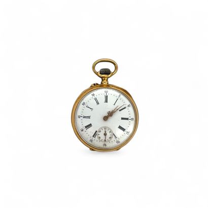 750° yellow gold gousset WATCH, white dial...