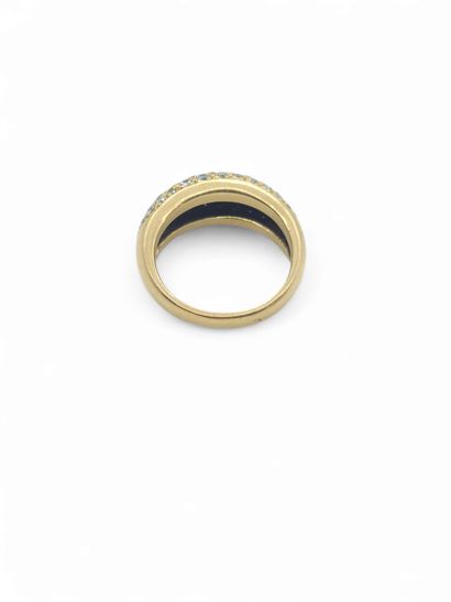 Half-jewel ring in 750° yellow gold paved...