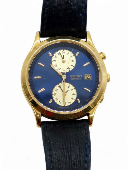 SEIKO dual Time 38 mm
Wristwatch, round gold-plated...