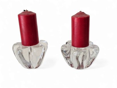 DAUM France
Pair of crystal candlesticks
Signed...